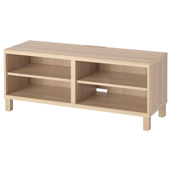 BESTÅ TV bench, white stained oak effect, 120x40x48 cm