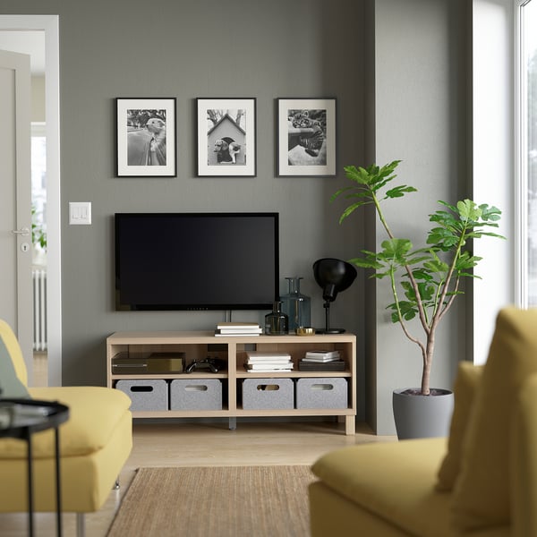 BESTÅ - BESTÅ TV bench, white stained oak effect, 120x40x48 cm