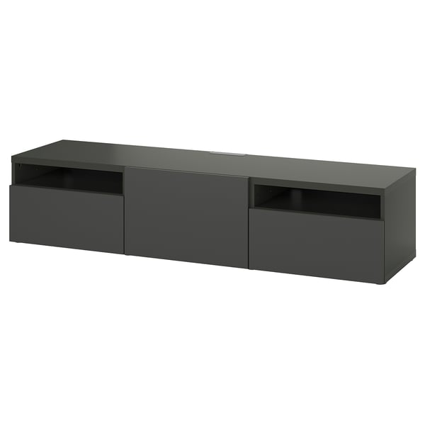 BESTÅ - BESTÅ TV bench, dark grey/Lappviken dark grey, 180x42x39 cm