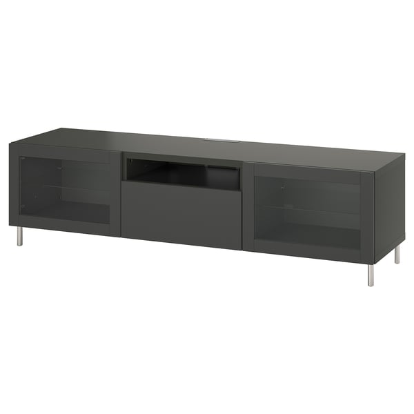 BESTÅ - BESTÅ TV bench, dark grey Lappviken/Sindvik dark grey, 180x42x48 cm