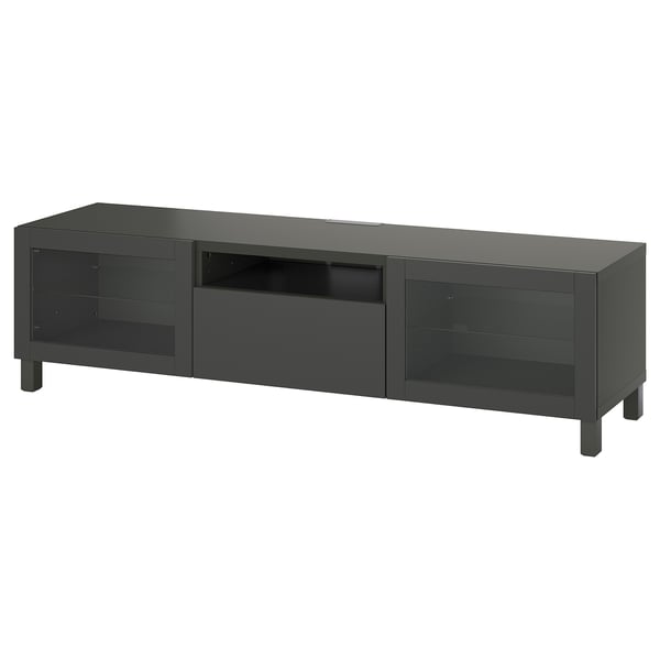 BESTÅ - BESTÅ TV bench, dark grey Sindvik/Lappviken/Stubbarp dark grey, 180x42x48 cm