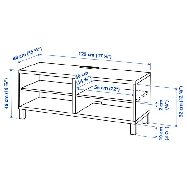 BESTÅ TV bench, dark grey, 120x40x48 cm