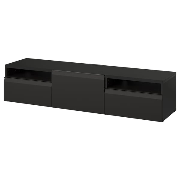 BESTÅ - BESTÅ TV bench, black-brown/Hammarsmed anthracite, 180x42x39 cm