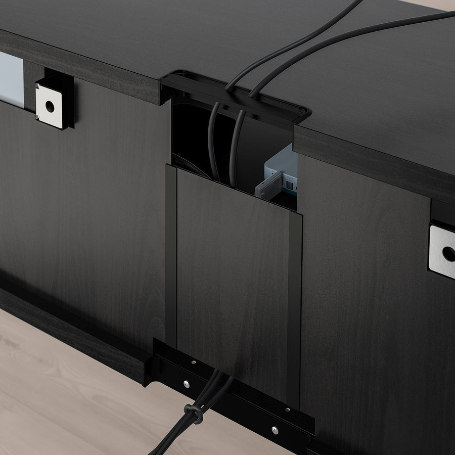 BESTÅ TV bench, black-brown/Krukmakare dark grey-green, 180x42x39 cm