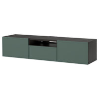 BESTÅ TV bench, black-brown/Krukmakare dark grey-green, 180x42x39 cm