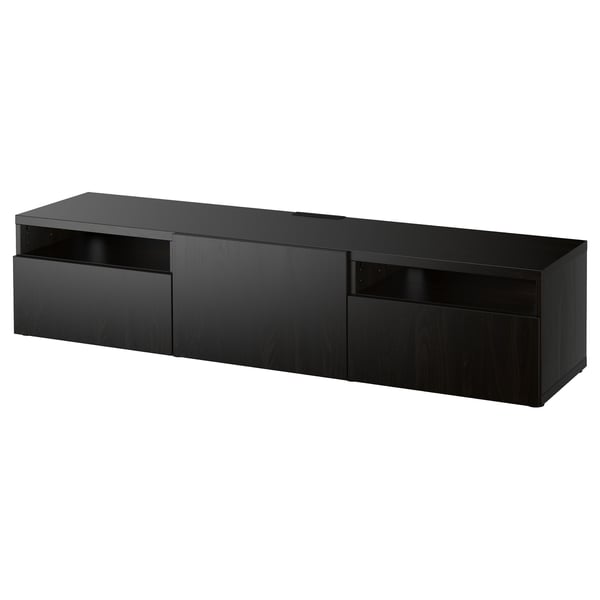 BESTÅ - BESTÅ TV bench, black-brown/Lappviken black-brown, 180x42x39 cm