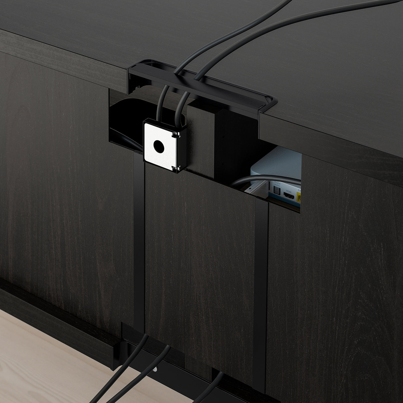 BESTÅ TV bench, black-brown/Lappviken black-brown, 180x42x39 cm