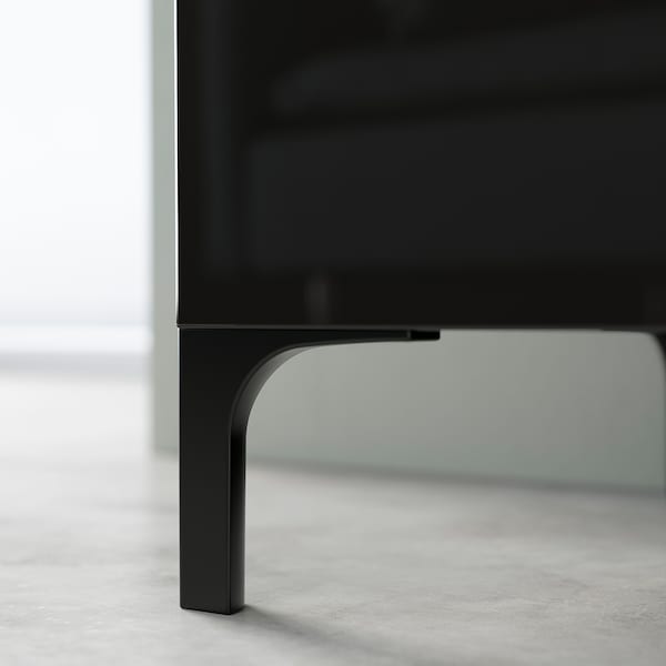 BESTÅ - TV bench, black-brown/Selsviken/Nannarp high-gloss/black clear glass, 180x42x48 cm