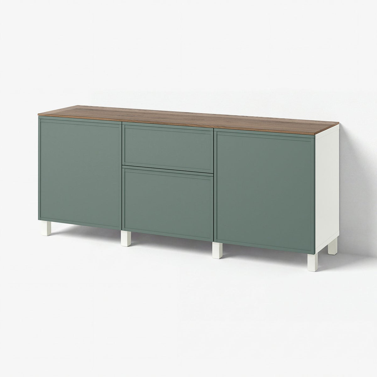 BESTÅ storage combination with drawers, white/Krukmakare dark grey-green, 180x42x75 cm