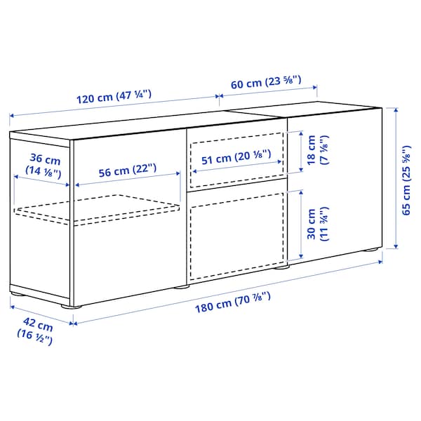 BESTÅ - Storage combination with drawers, white/Lappviken white, 180x42x65 cm