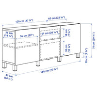 BESTÅ - Storage combination with drawers, white Lappviken/Sindvik/Stubbarp dark grey, 180x42x74 cm