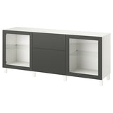 BESTÅ storage combination with drawers, white Lappviken/Sindvik/Stubbarp dark grey, 180x42x74 cm