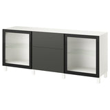 BESTÅ storage combination with drawers, white Lappviken/Stubbarp/Fällsvik anthracite, 180x42x74 cm
