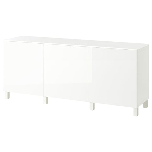 BESTÅ furniture with drawers, white/Selsviken/Stubbarp white glossy, 180x42x75 cm