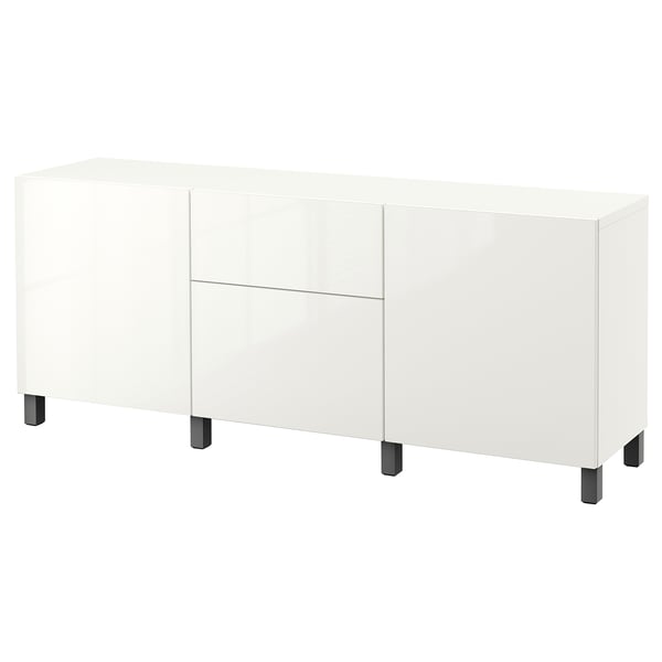 BESTÅ - BESTÅ Storage combination with drawers, white/Selsviken/Stubbarp dark grey, 180x42x74 cm