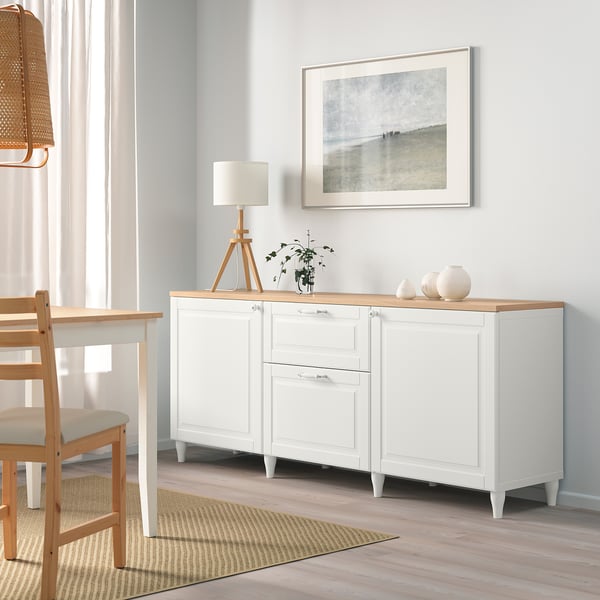 BESTÅ - Storage combination with drawers, white/Smeviken/Kabbarp white, 180x42x76 cm