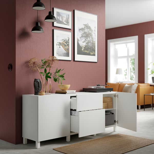 BESTÅ - Storage combination with drawers, white/Timmerviken/Stubbarp white, 180x42x74 cm