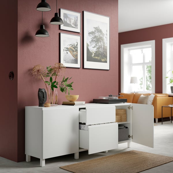 BESTÅ - BESTÅ Storage combination with drawers, white/Västerviken/Stubbarp white, 180x42x74 cm