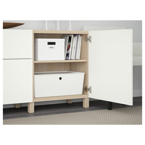 BESTÅ - BESTÅ Storage combination with drawers, white stained oak effect/Lappviken white, 180x42x74 cm
