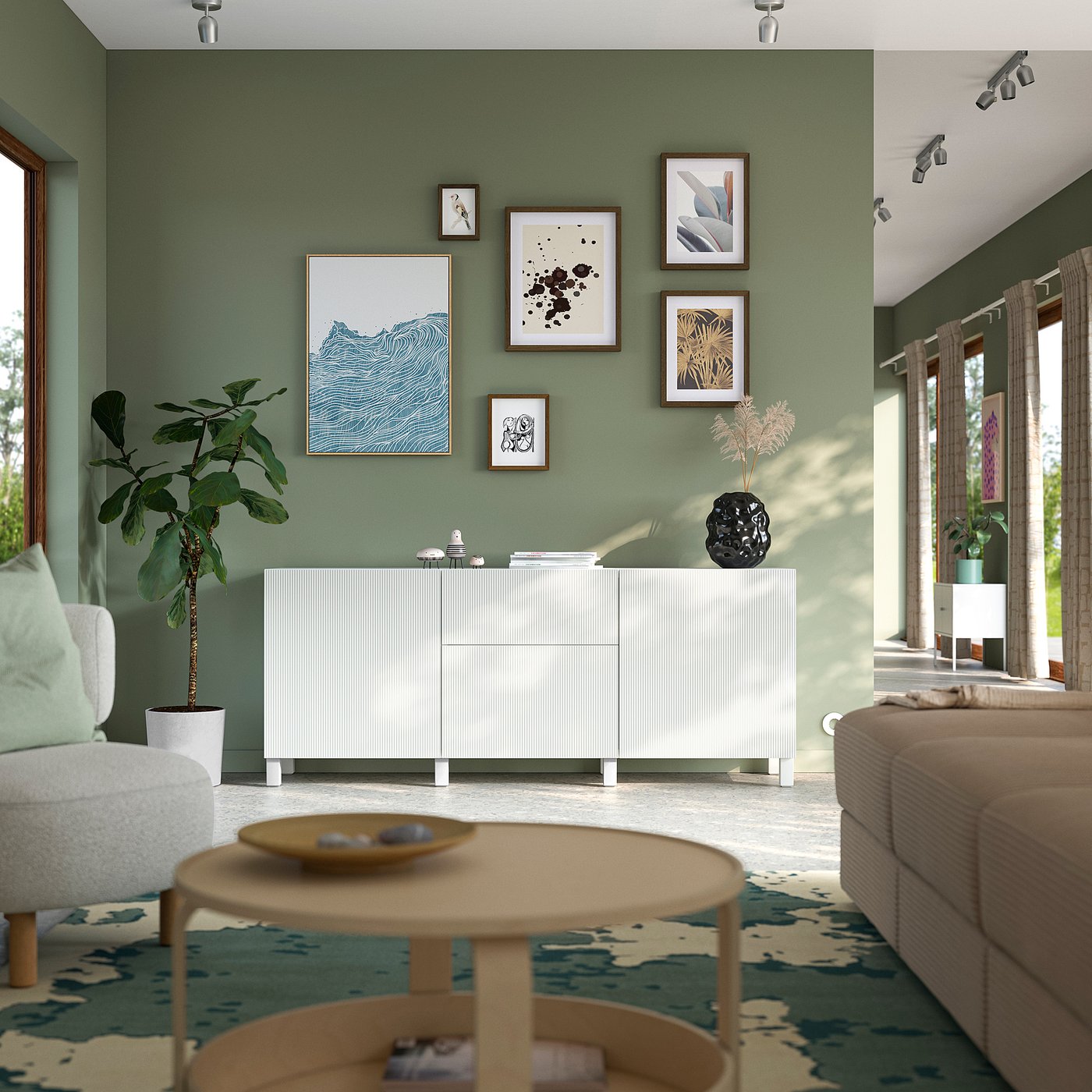 BESTÅ storage combination with drawers, Förvaltare white/Stubbarp white, 180x42x74 cm