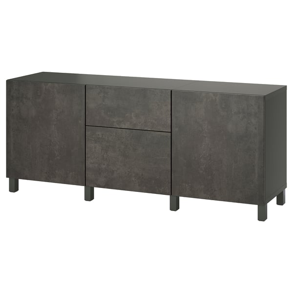 BESTÅ storage combination with drawers, dark grey/Kallviken/Stubbarp dark grey, 180x42x74 cm