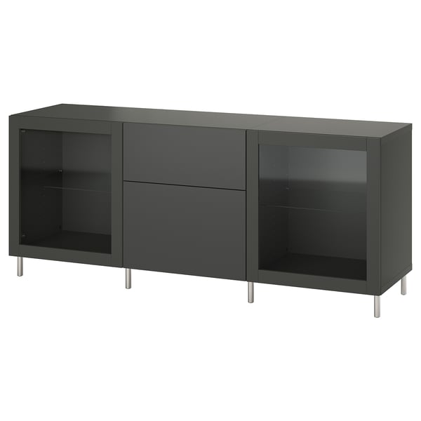 BESTÅ - BESTÅ Storage combination with drawers, dark grey Lappviken/Sindvik dark grey, 180x42x74 cm