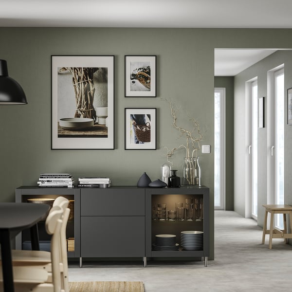 BESTÅ - BESTÅ Storage combination with drawers, dark grey Lappviken/Sindvik dark grey, 180x42x74 cm