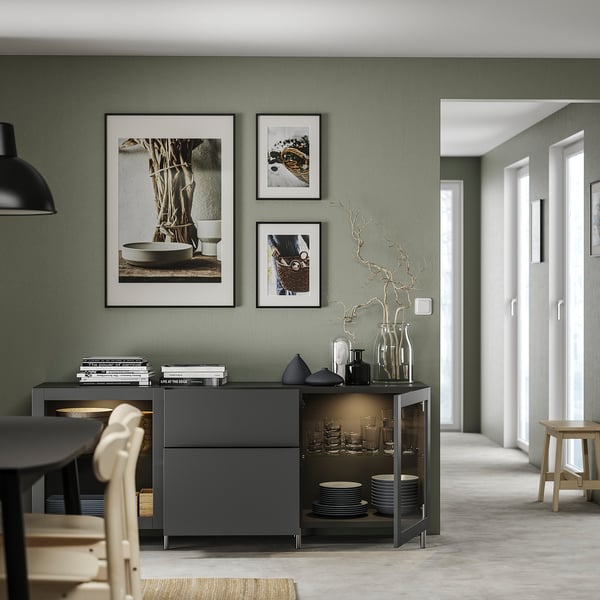 BESTÅ - BESTÅ Storage combination with drawers, dark grey Lappviken/Sindvik dark grey, 180x42x74 cm