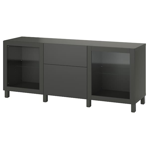 Ikea BESTÅ - Storage combination with drawers, dark grey Lappviken/Sindvik/Stubbarp dark grey, 180x42x74 cm
