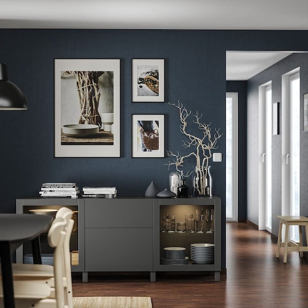 Ikea BESTÅ - Storage combination with drawers, dark grey Lappviken/Sindvik/Stubbarp dark grey, 180x42x74 cm
