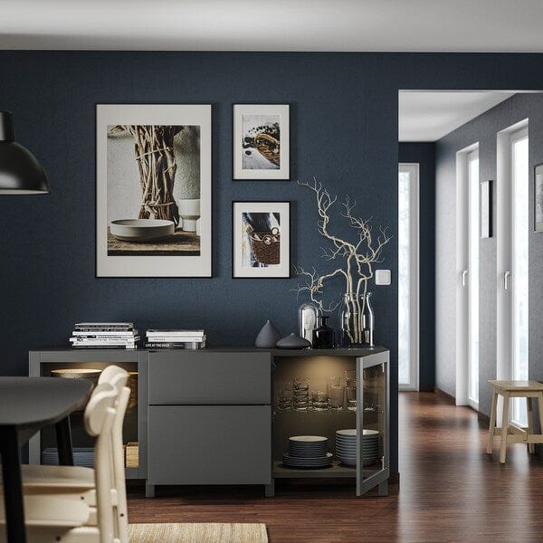 Ikea BESTÅ - Storage combination with drawers, dark grey Lappviken/Sindvik/Stubbarp dark grey, 180x42x74 cm
