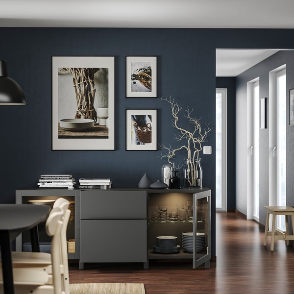 BESTÅ storage combination with drawers, dark grey Lappviken/Sindvik/Stubbarp dark grey, 180x42x74 cm