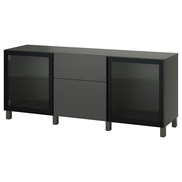 BESTÅ - BESTÅ Storage combination with drawers, dark grey Lappviken/Stubbarp/Fällsvik anthracite, 180x42x74 cm