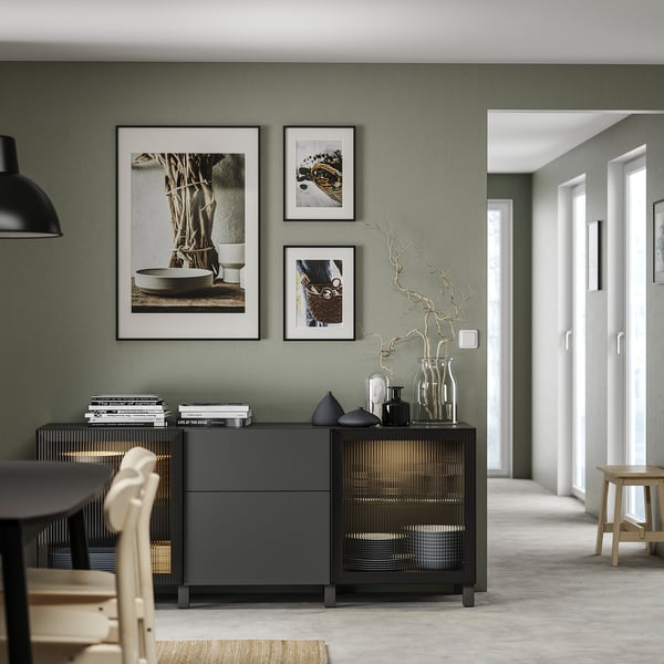 BESTÅ storage combination with drawers, dark grey Lappviken/Stubbarp/Fällsvik anthracite, 180x42x74 cm