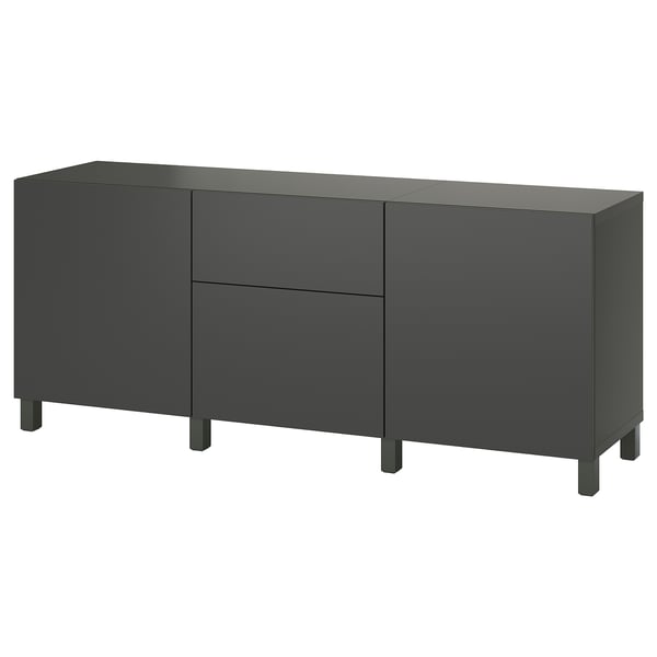 BESTÅ - BESTÅ Storage combination with drawers, dark grey/Lappviken/Stubbarp dark grey, 180x42x74 cm
