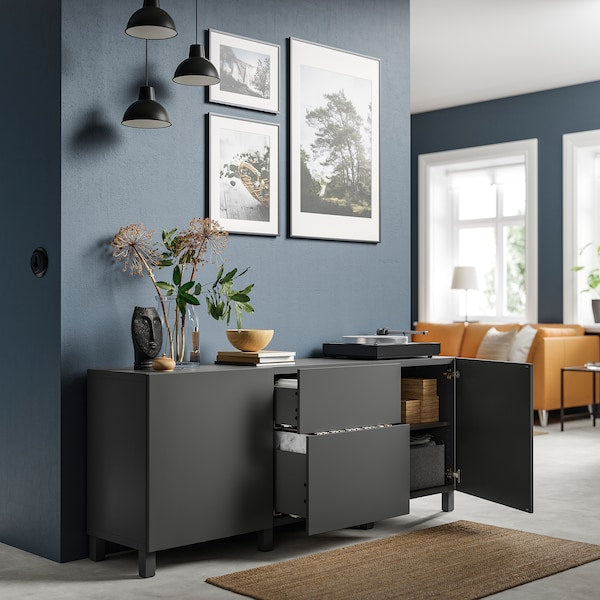 BESTÅ - Storage combination with drawers, dark grey/Lappviken/Stubbarp dark grey, 180x42x74 cm