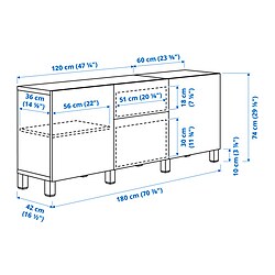 BESTÅ - BESTÅ Storage combination with drawers, Laxviken white/Selsviken high-gloss/white, 180x42x74 cm