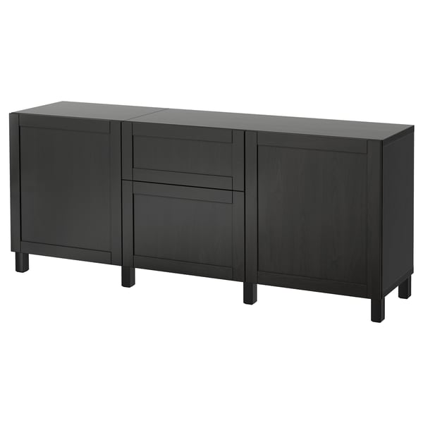 BESTÅ storage combination with drawers, black-brown/Hanviken/Stubbarp black-brown, 180x42x74 cm