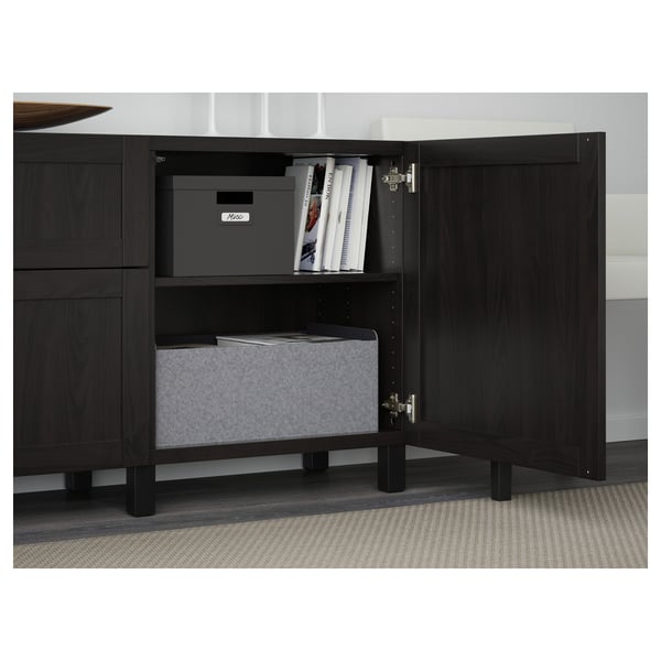BESTÅ storage combination with drawers, black-brown/Hanviken/Stubbarp black-brown, 180x42x74 cm