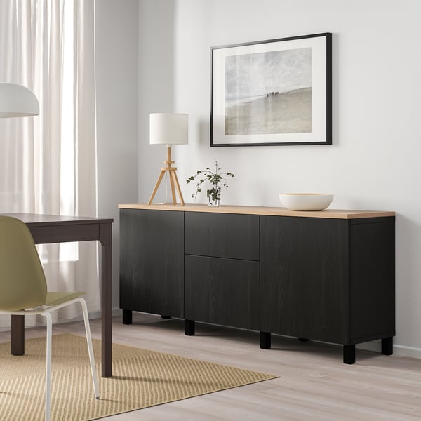 BESTÅ storage combination with drawers, black-brown/Lappviken/Stubbarp black-brown, 180x42x76 cm