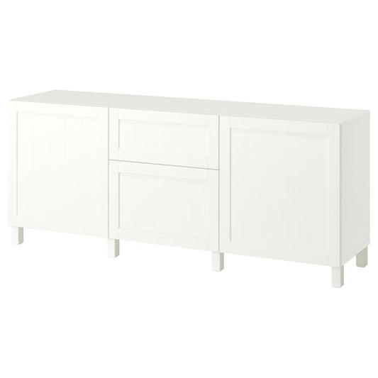 BESTÅ furniture with drawers, Pipmakare white/Stubbarp white, 180x42x74 cm