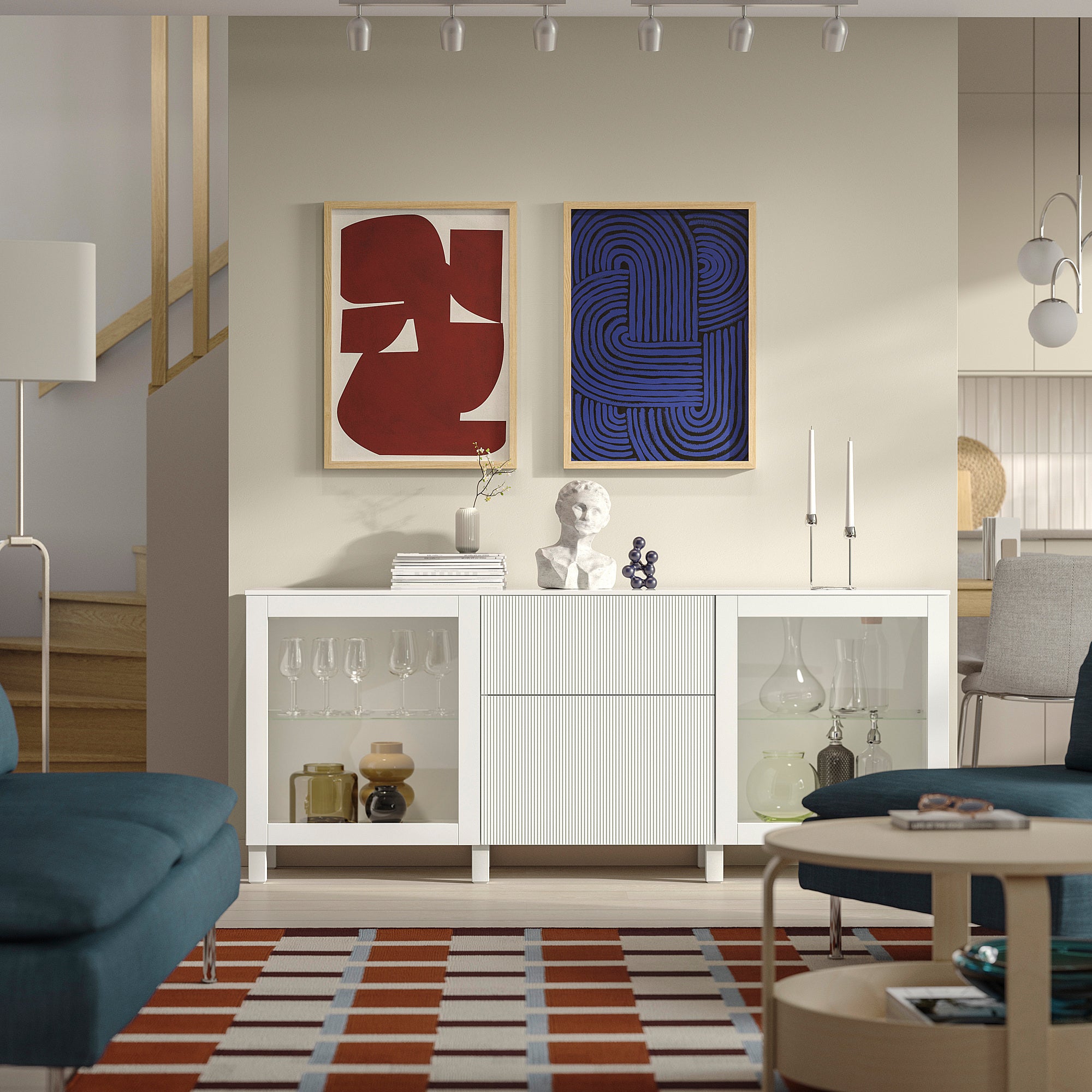 BESTÅ storage combination with drawers, Sindvik white/Förvaltare white, 180x42x75 cm