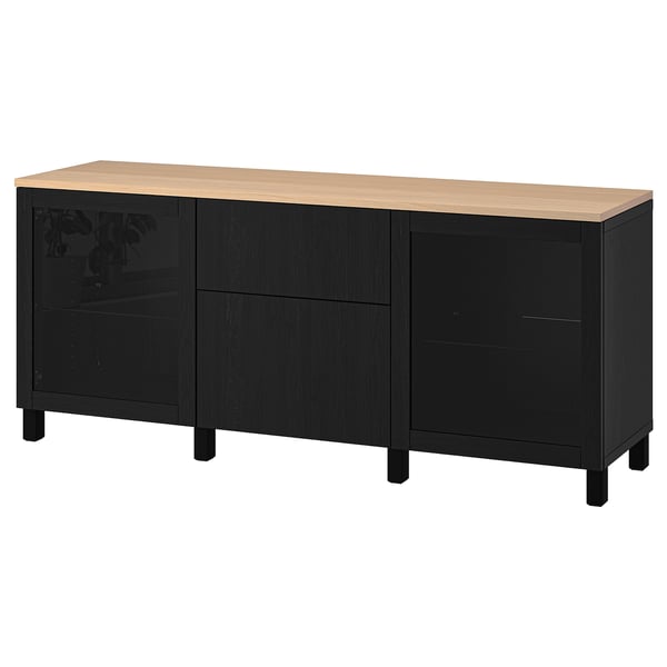 BESTÅ - BESTÅ Storage combination with drawers, Sindvik black/Lappviken/Stubbarp black-brown, 180x42x76 cm