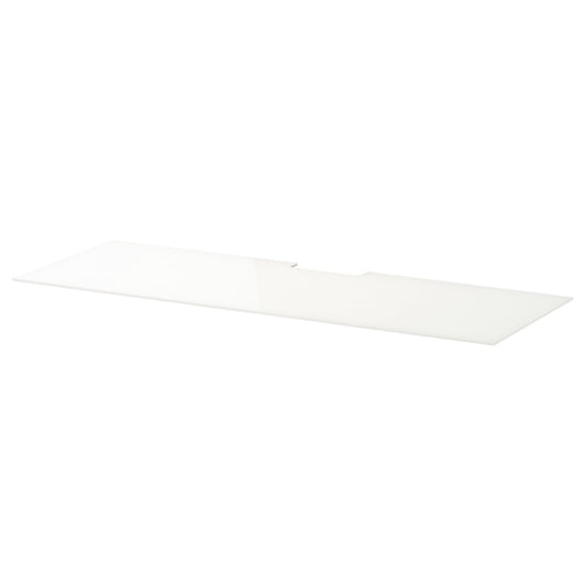 BESTÅ top panel for TV, glass/white, 120 cm