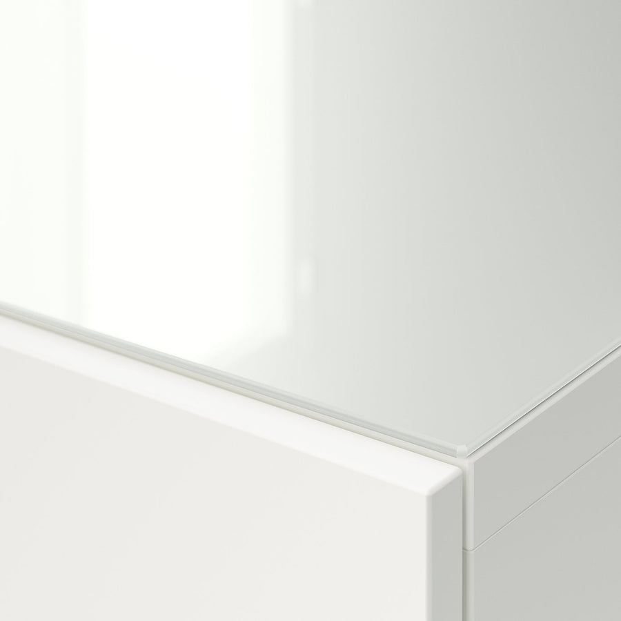 BESTÅ top panel for TV, glass/white, 180 cm