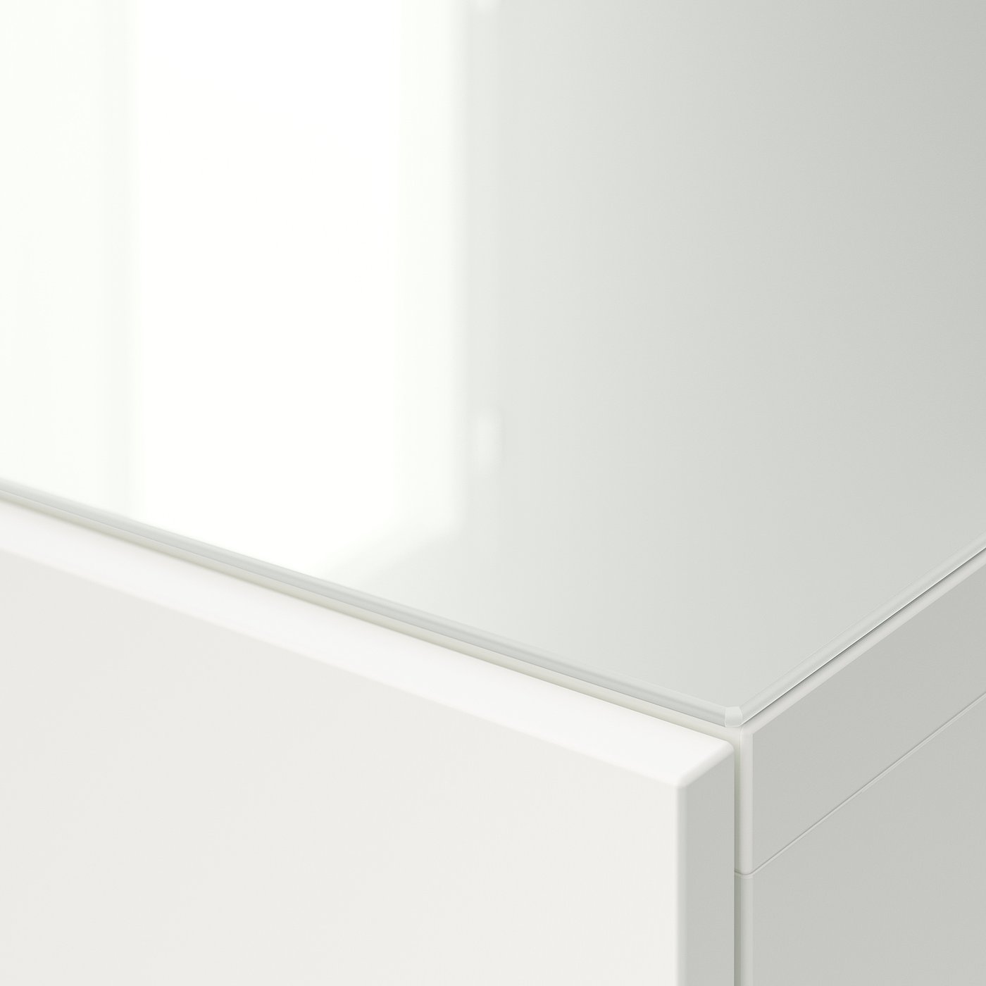 BESTÅ top panel for TV, glass/white, 120 cm