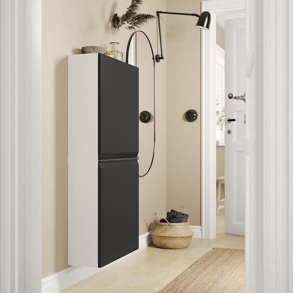 Ikea BESTÅ - Wall cabinet with 2 doors, white/Hammarsmed anthracite, 60x22x128 cm