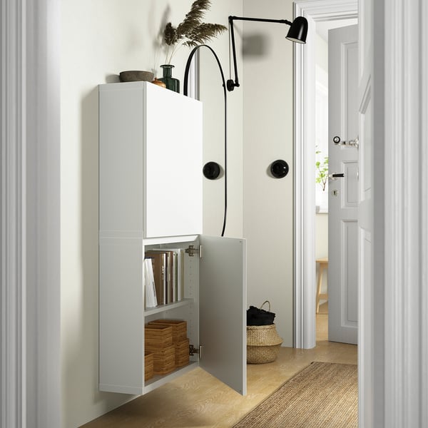 BESTÅ wall cabinet with 2 doors, white/Lappviken white, 60x22x128 cm