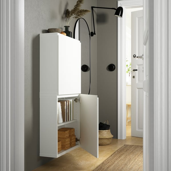 BESTÅ wall cabinet with 2 doors, white/Västerviken white, 60x22x128 cm