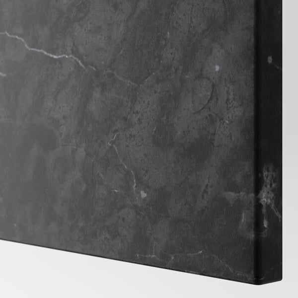 BESTÅ - Wall cabinet with 2 doors, dark grey Bergsviken/black marble effect, 60x22x128 cm